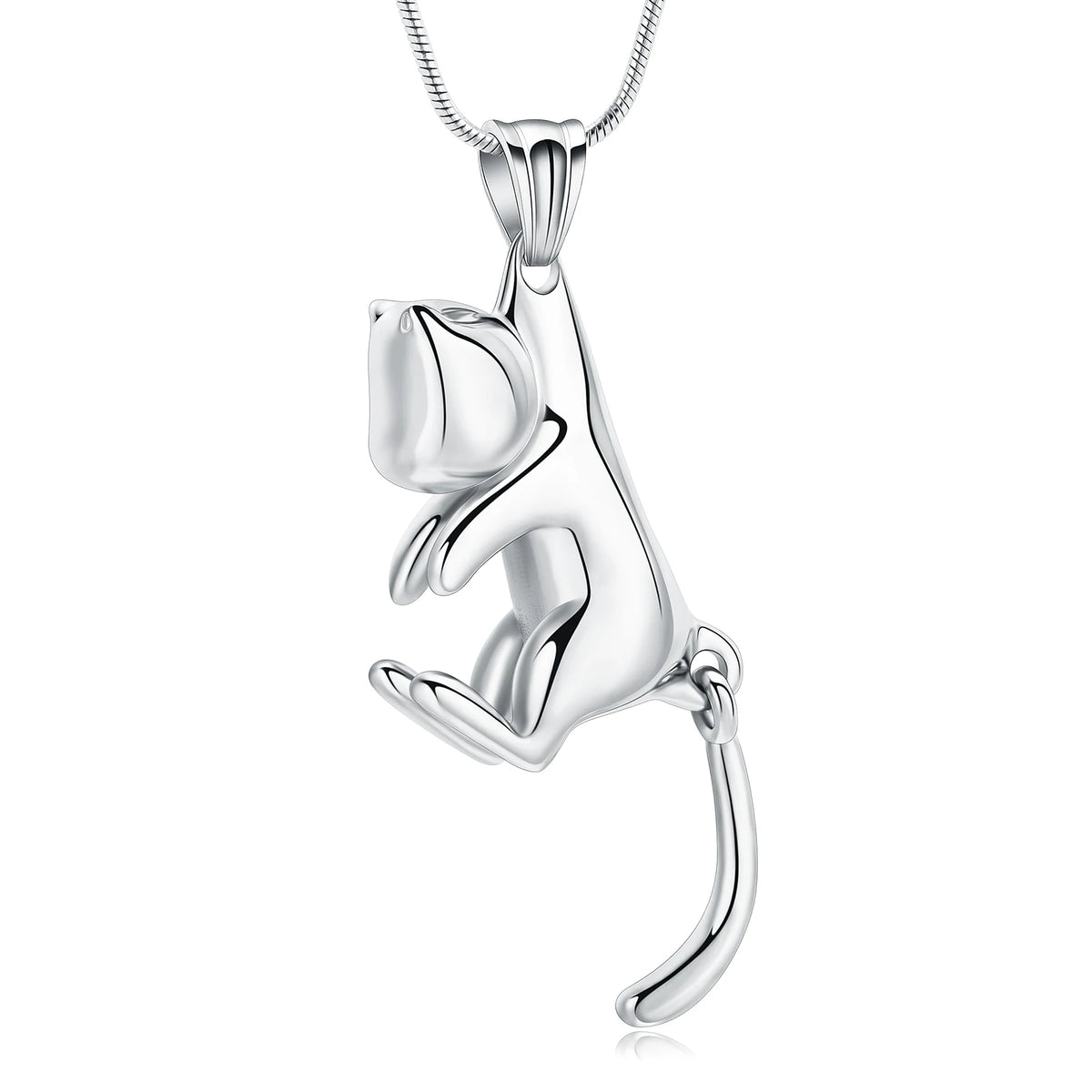 Cat-shaped urn necklace pendant for pet ashes
