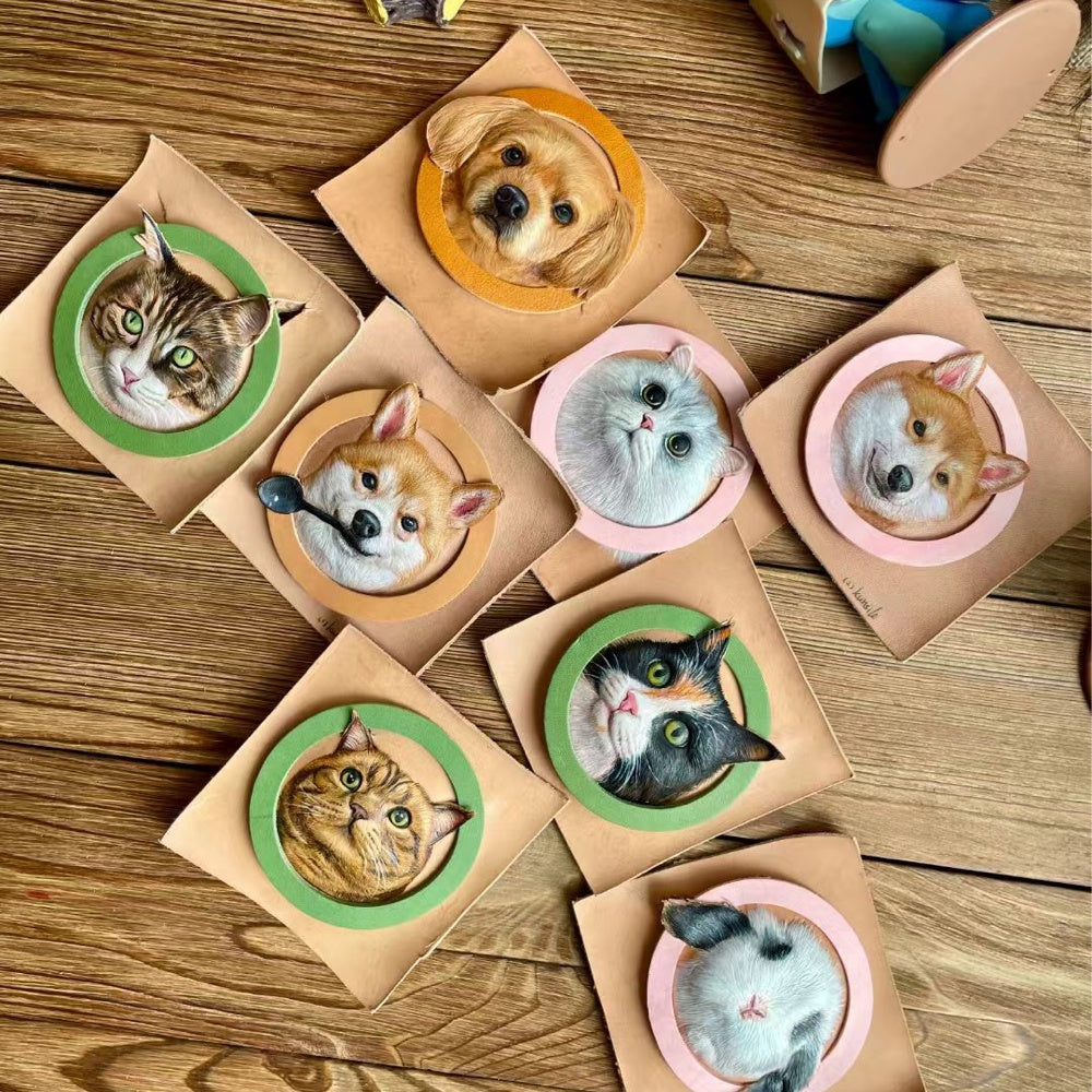Handmade Leather Pet Portrait Keychain β photo 8