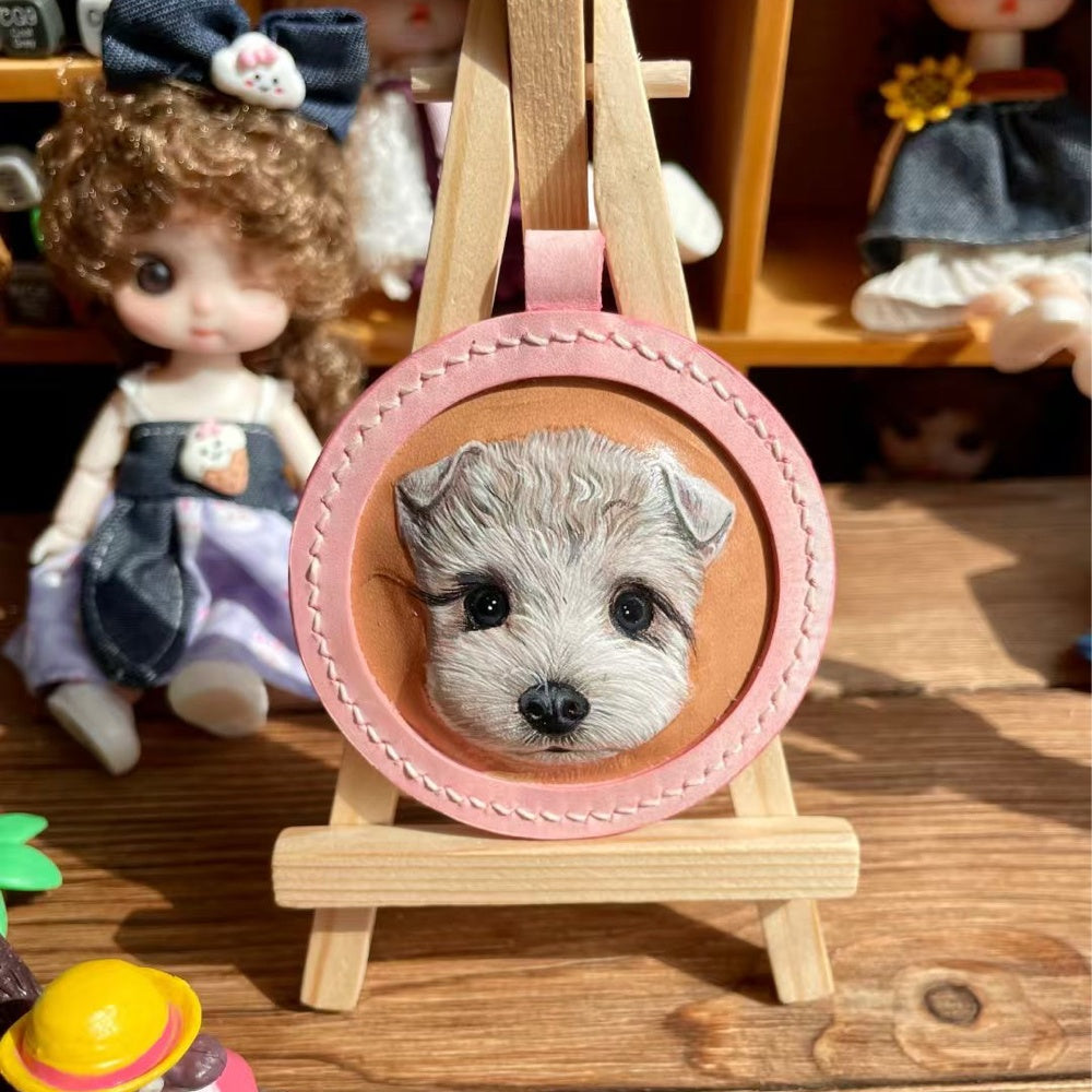 Handmade Leather Pet Portrait Keychain β photo 6