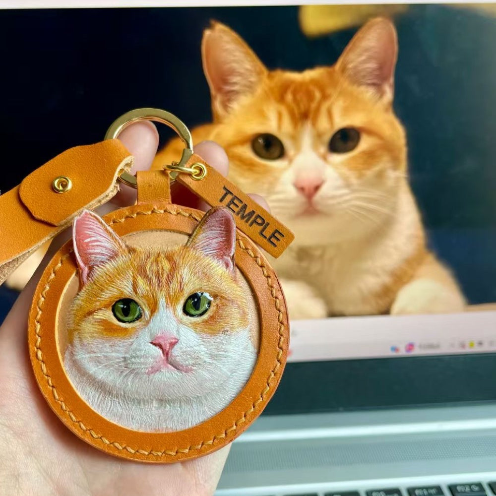 Handmade Leather Pet Portrait Keychain β photo 16
