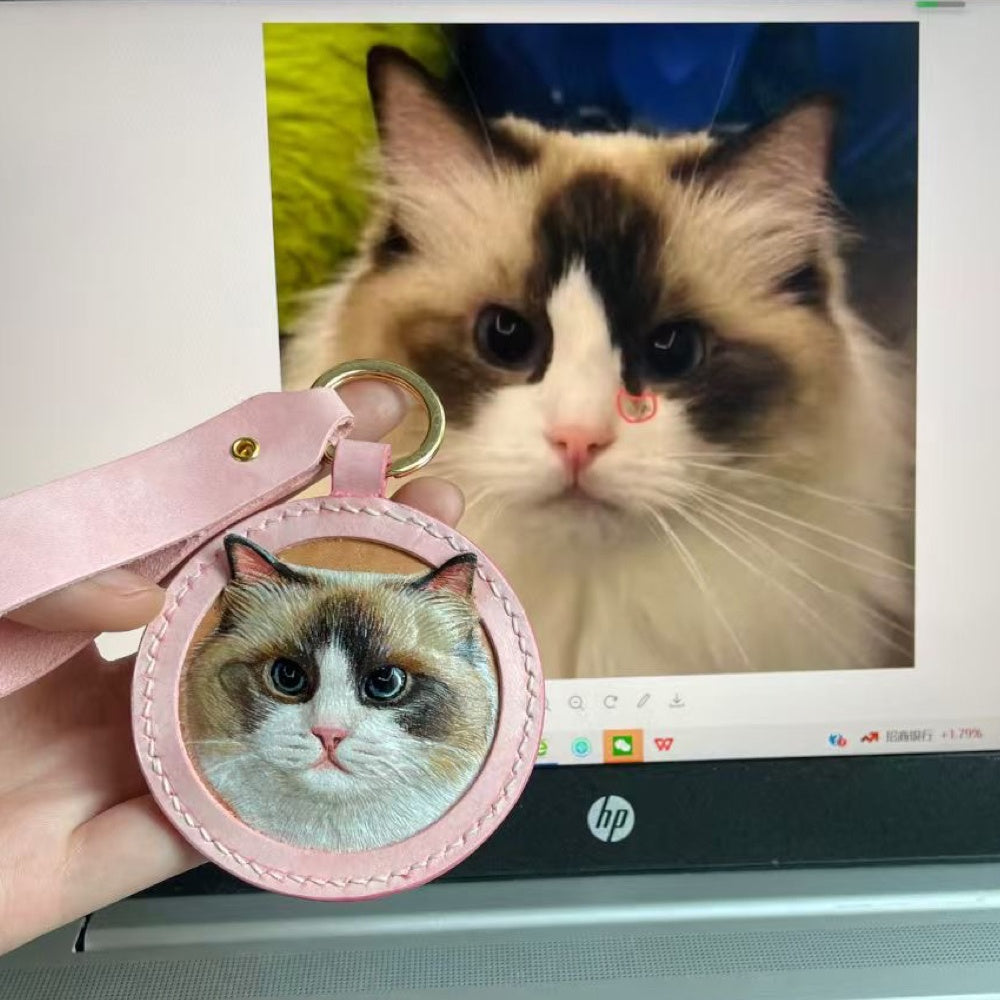 Handmade Leather Pet Portrait Keychain β photo 15