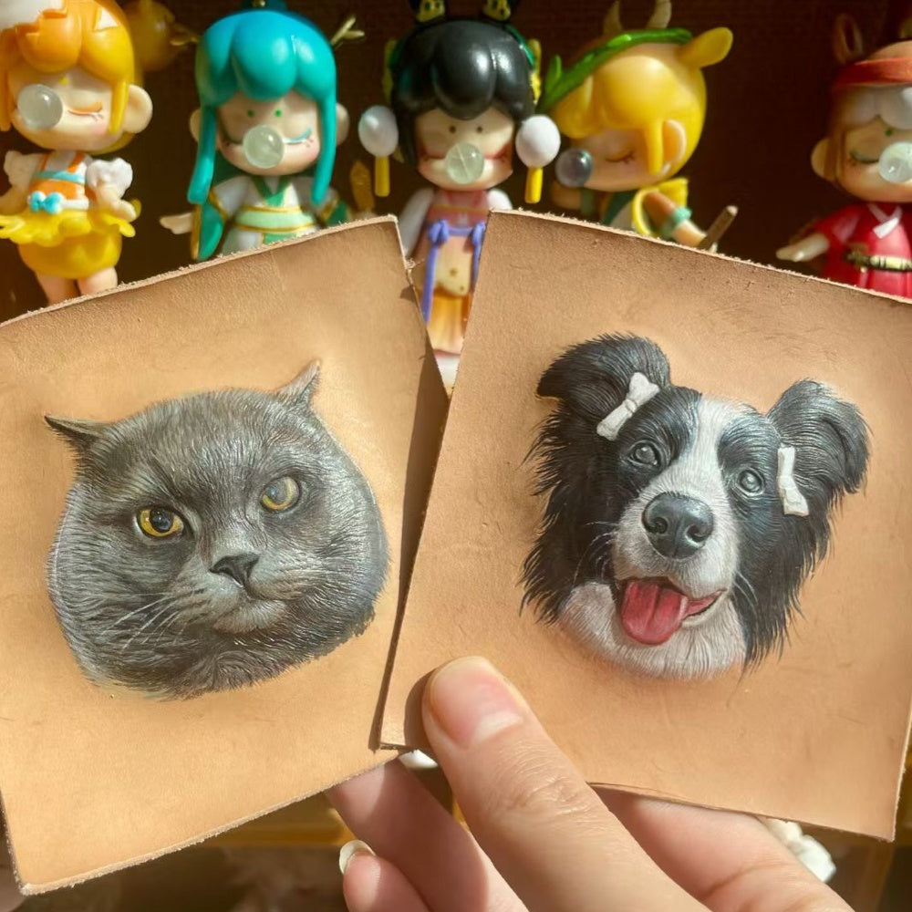 Handmade Leather Pet Portrait Keychain β photo 11