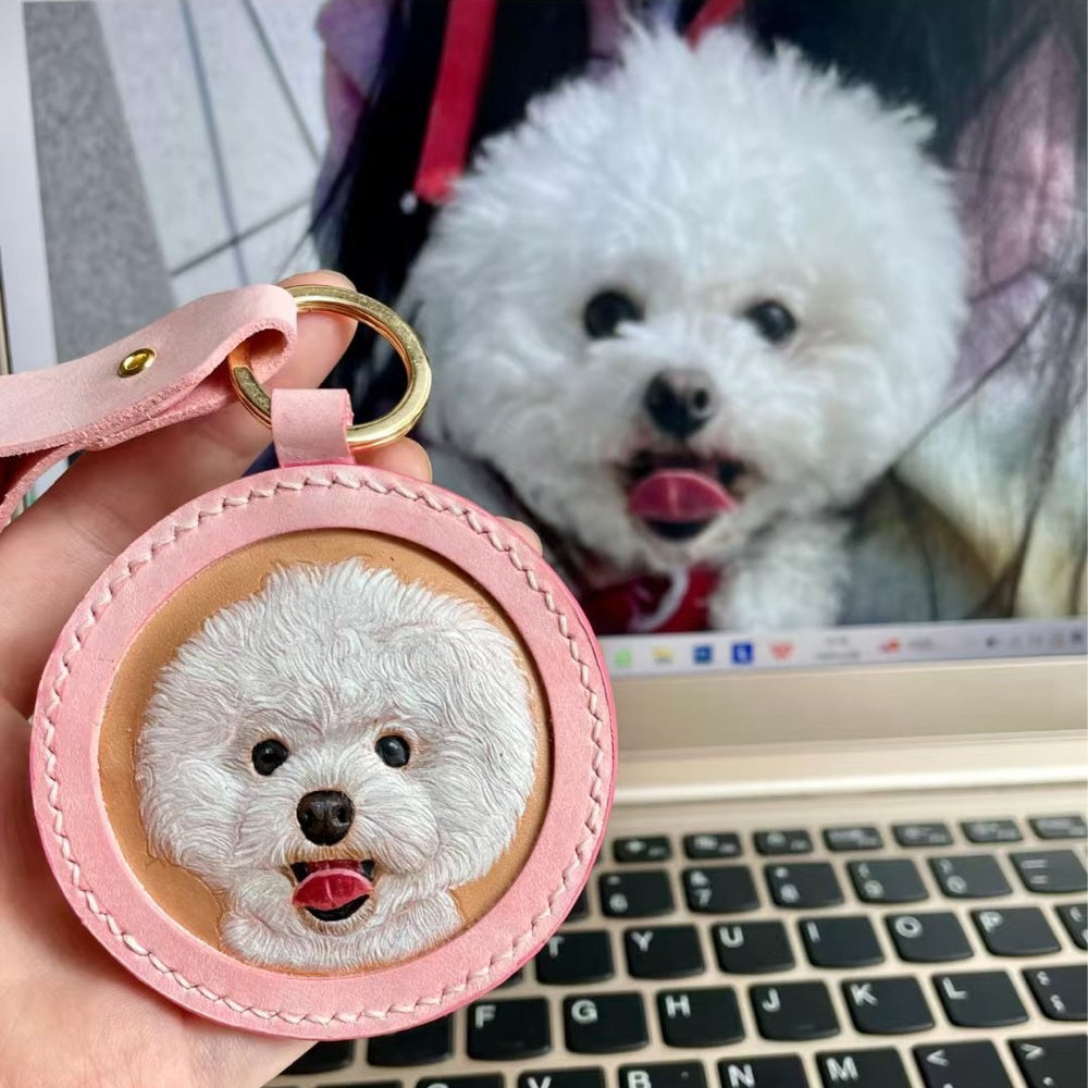 Handmade Leather Pet Portrait Keychain β photo 14