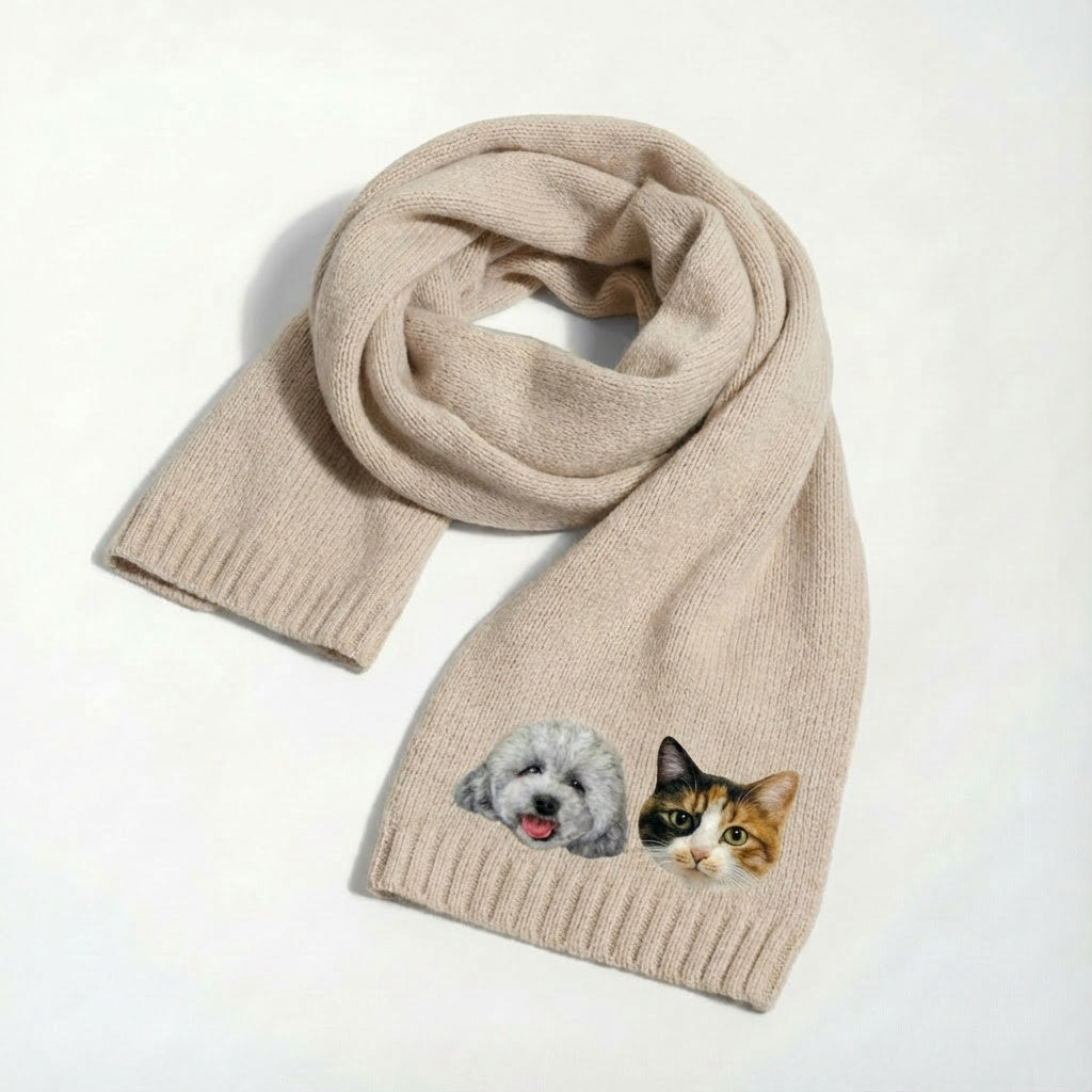 Custom Pet Portrait Knit Scarf