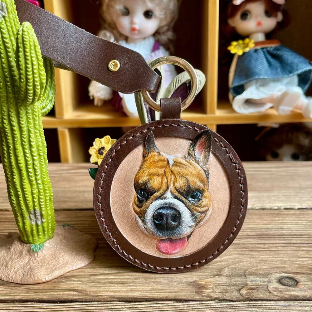 Handmade Leather Pet Portrait Keychain β photo 18