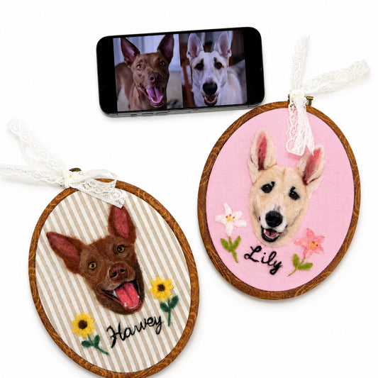 Custom Wool Felt Pet Portrait - Embroidered Wool Art|Pet Memorial
