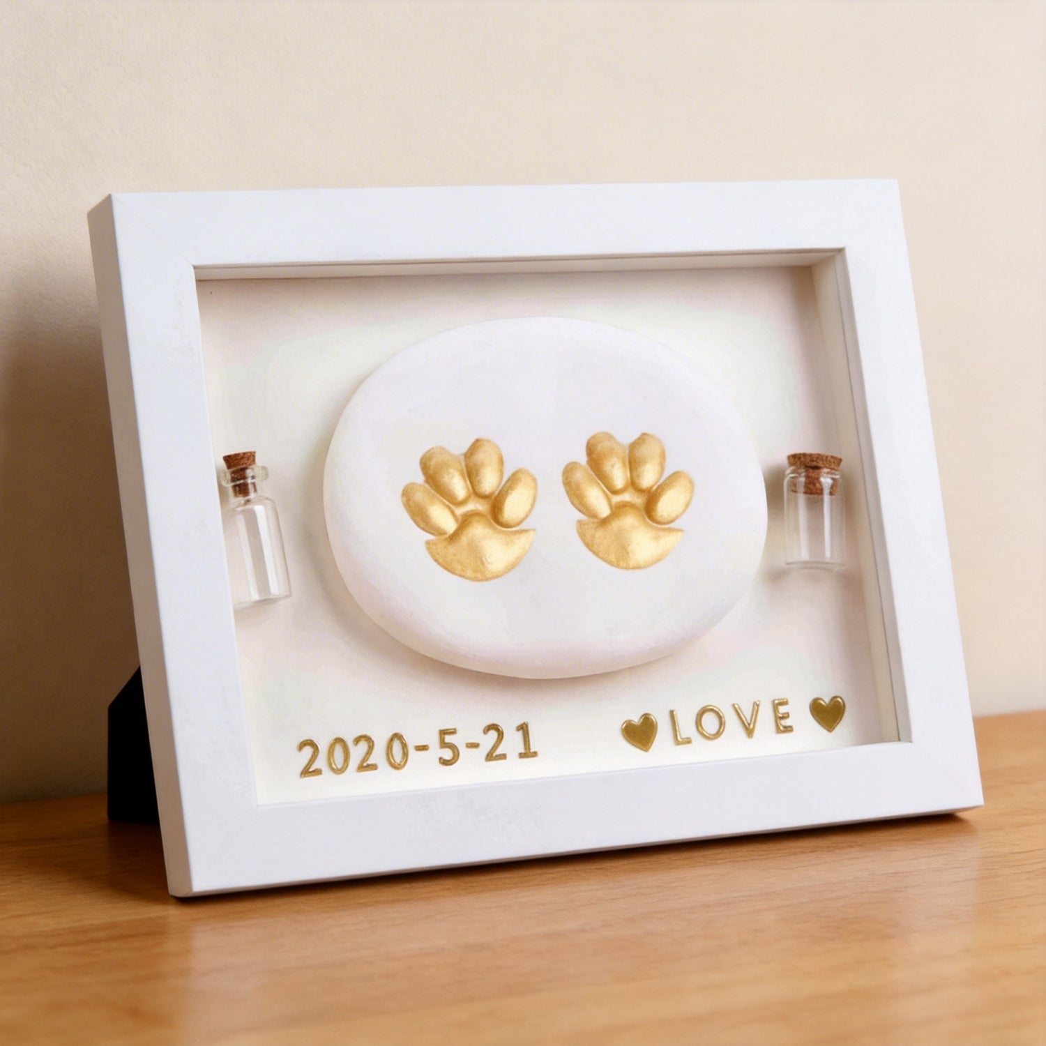 Pet paw print keepsake frame