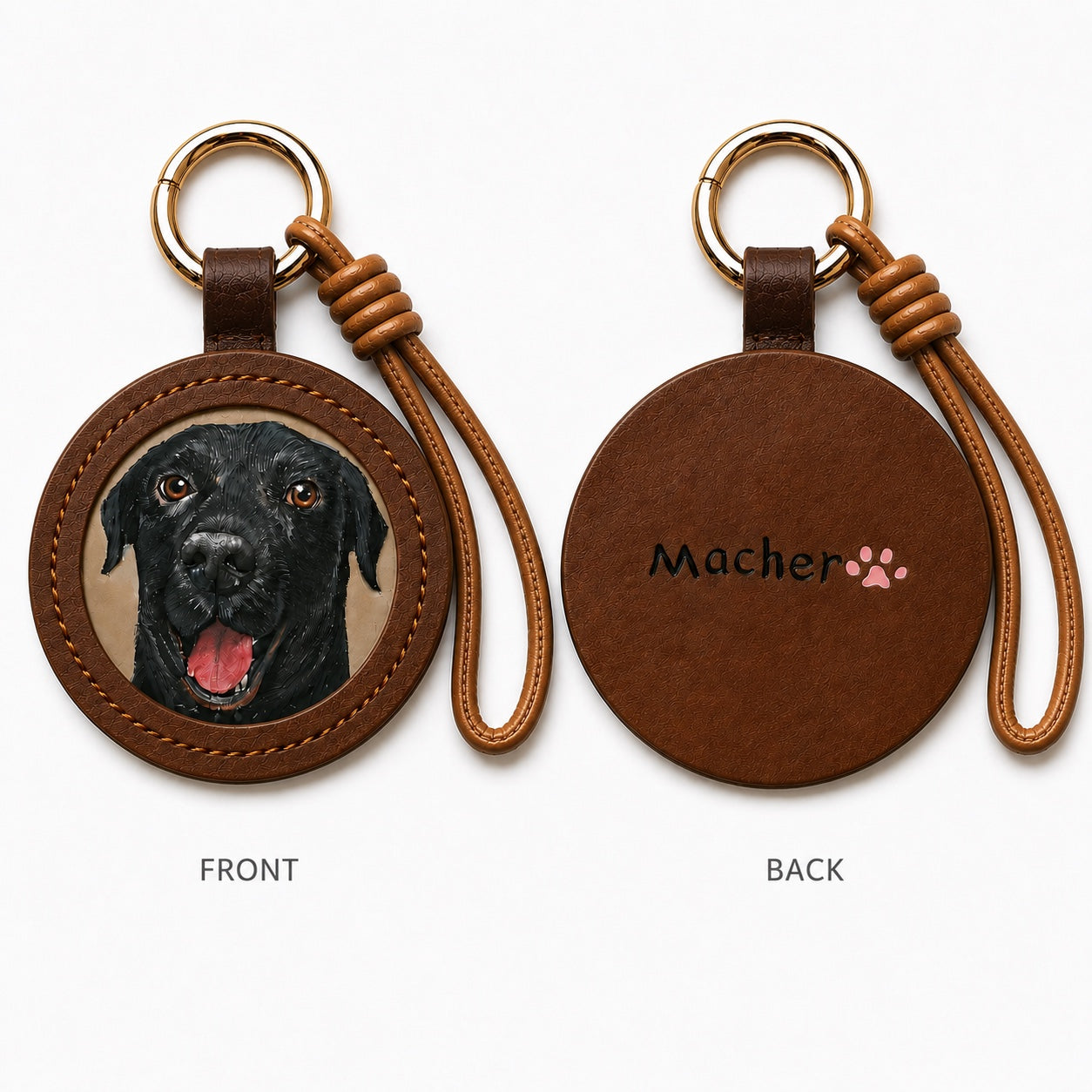 Leather Pet Portrait Keychain