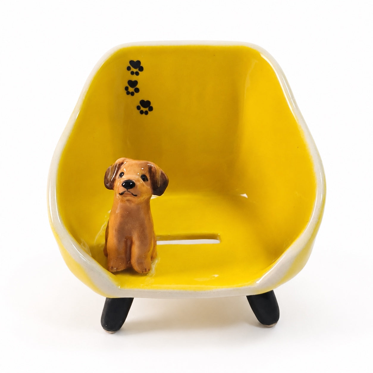 Personalized ceramic phone stand with pet figurine