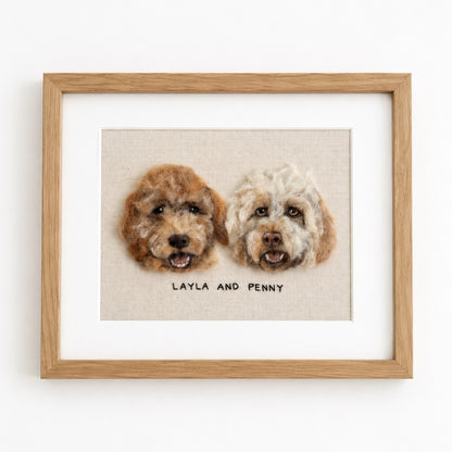 Custom wool felt framed pet portrait