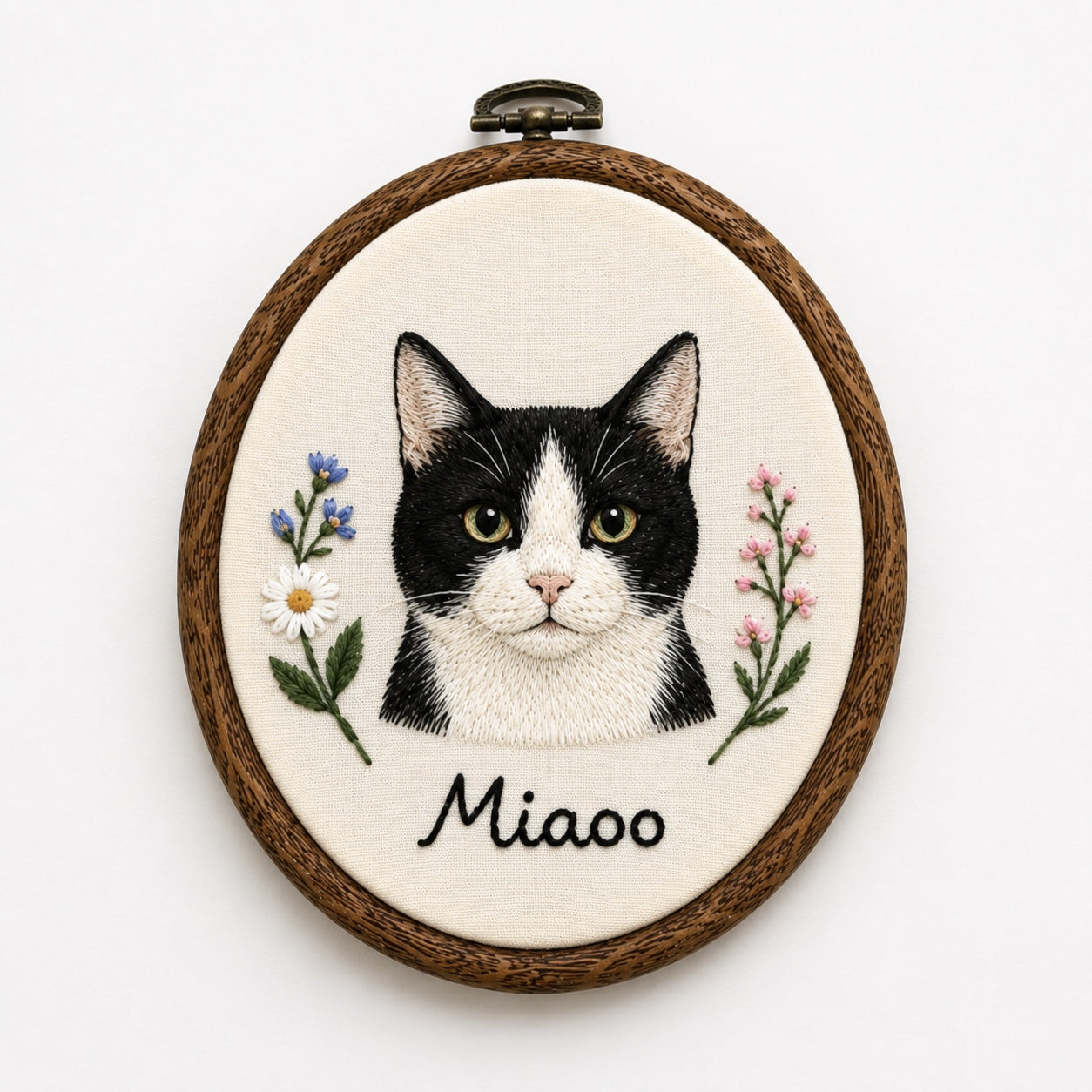 Custom Pet Portrait Embroidery Hoop