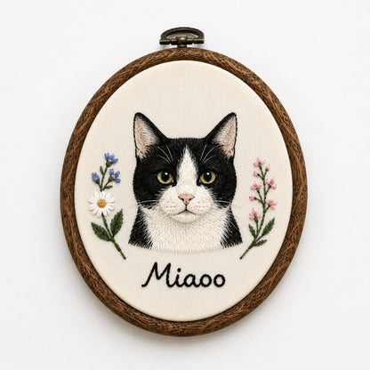 Custom Pet Portrait Embroidery Hoop