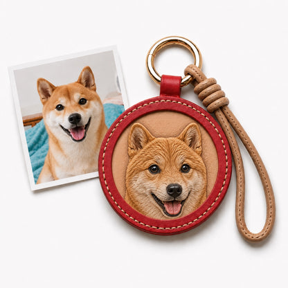 Leather Pet Portrait Keychain