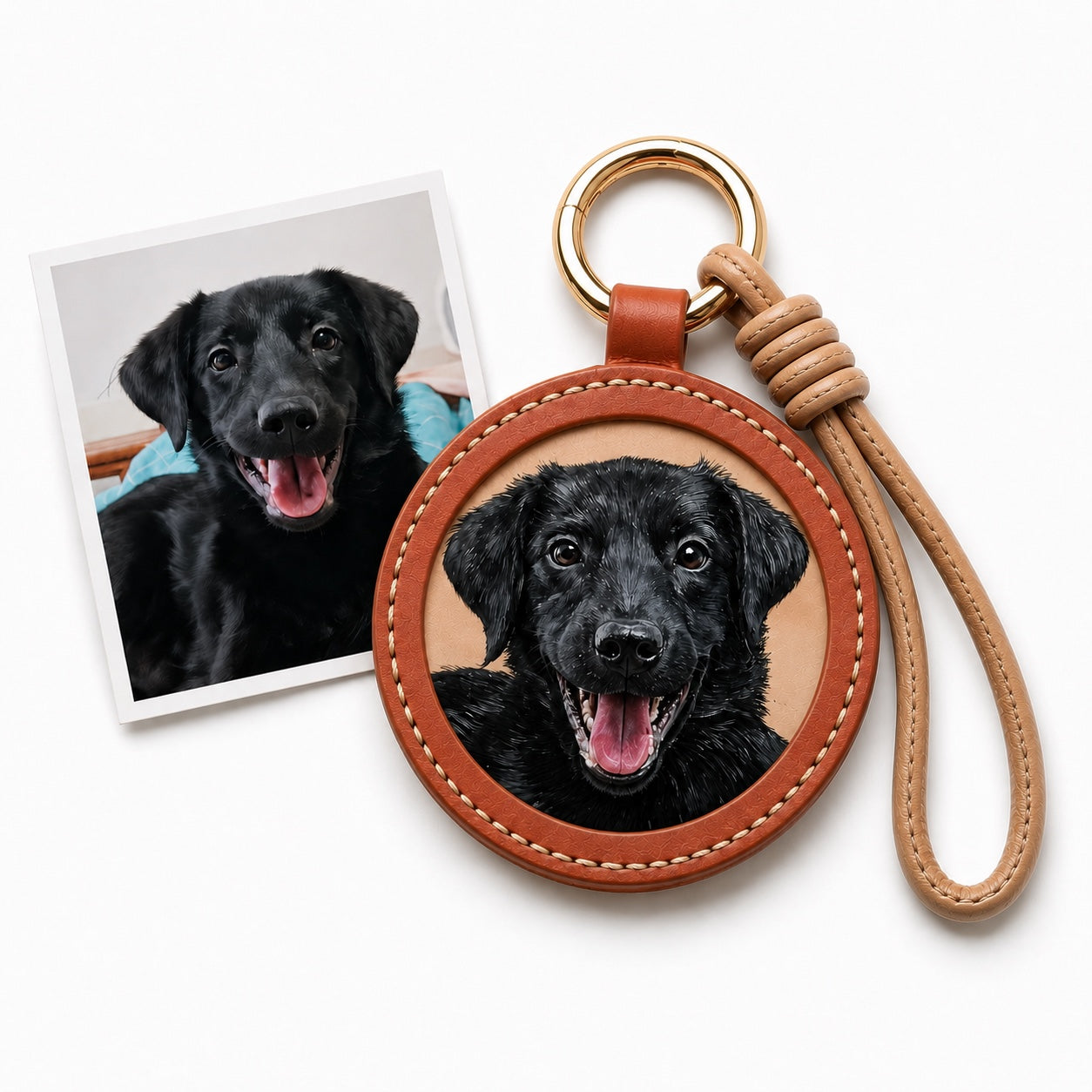 Leather Pet Portrait Keychain