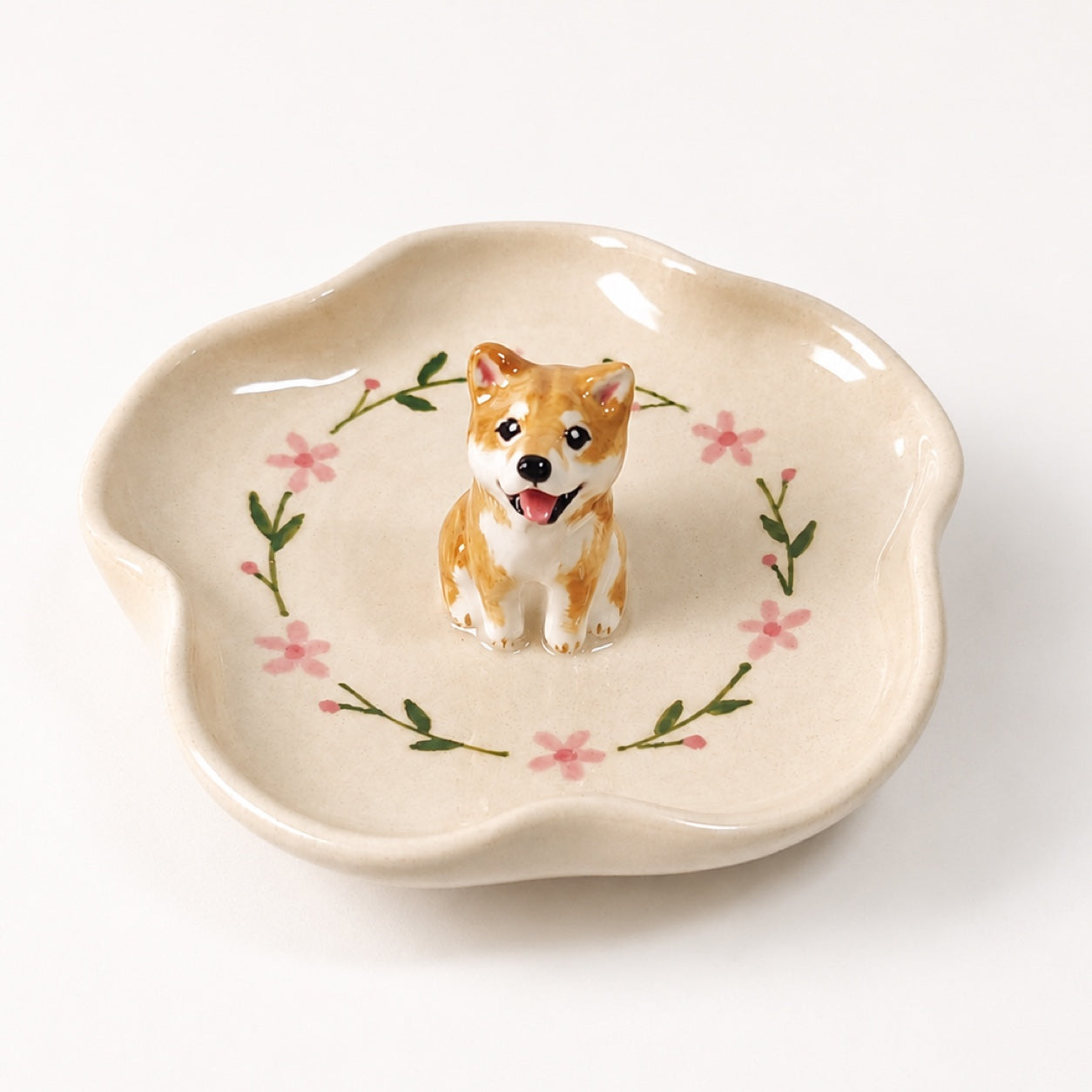 Custom 3D pet statue ceramic jewelry ring dish