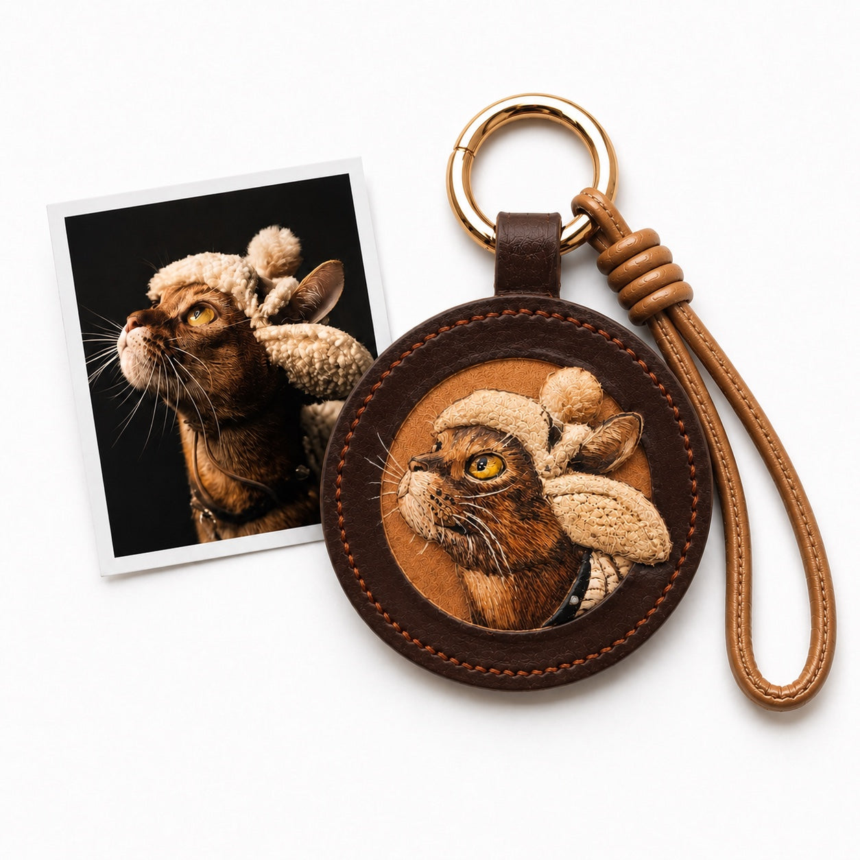 Leather Pet Portrait Keychain
