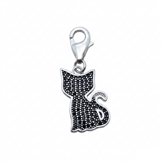 Sterling silver black cat memorial charm