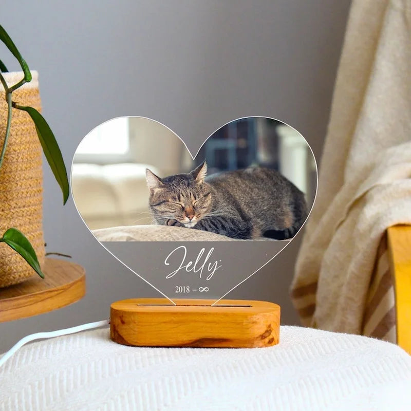 Heart acrylic pet memorial luminary light