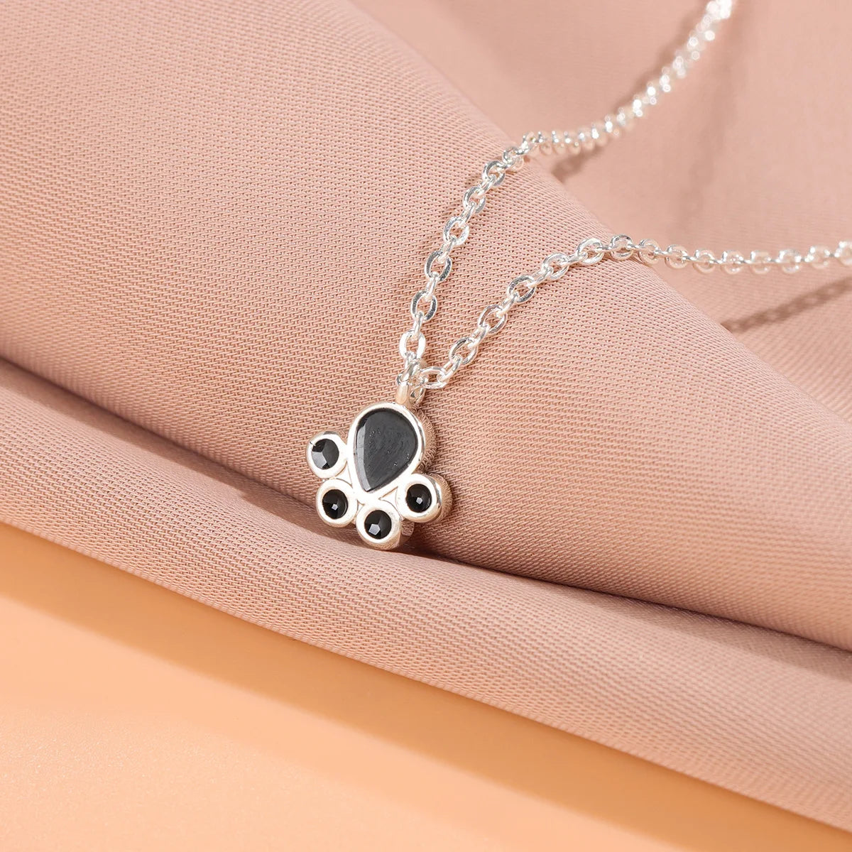Sterling Silver Paw Print Necklace
