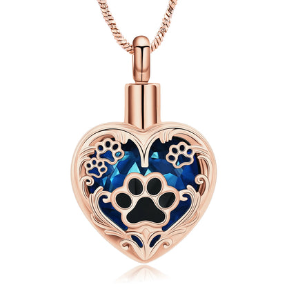 Heart Paw Print Cremation Necklace