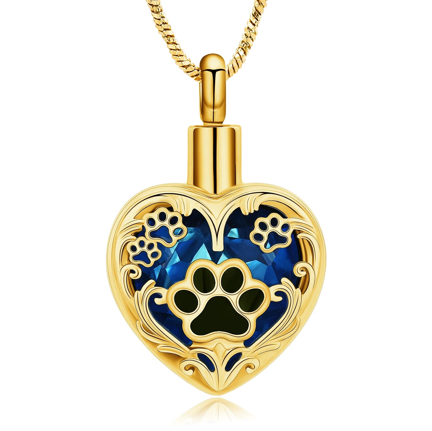 Heart Paw Print Cremation Necklace