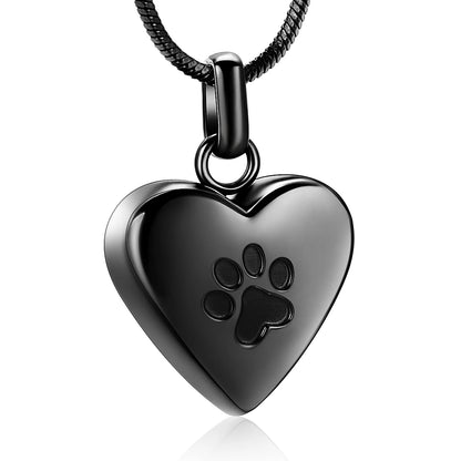 Heart Paw Print Urn Necklace