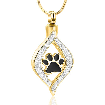 Paw Print Urn Necklace for Pet Ashes