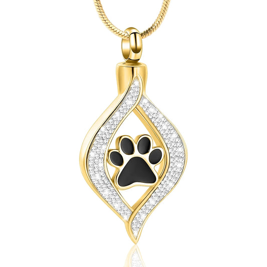 Paw Print Urn Necklace for Pet Ashes