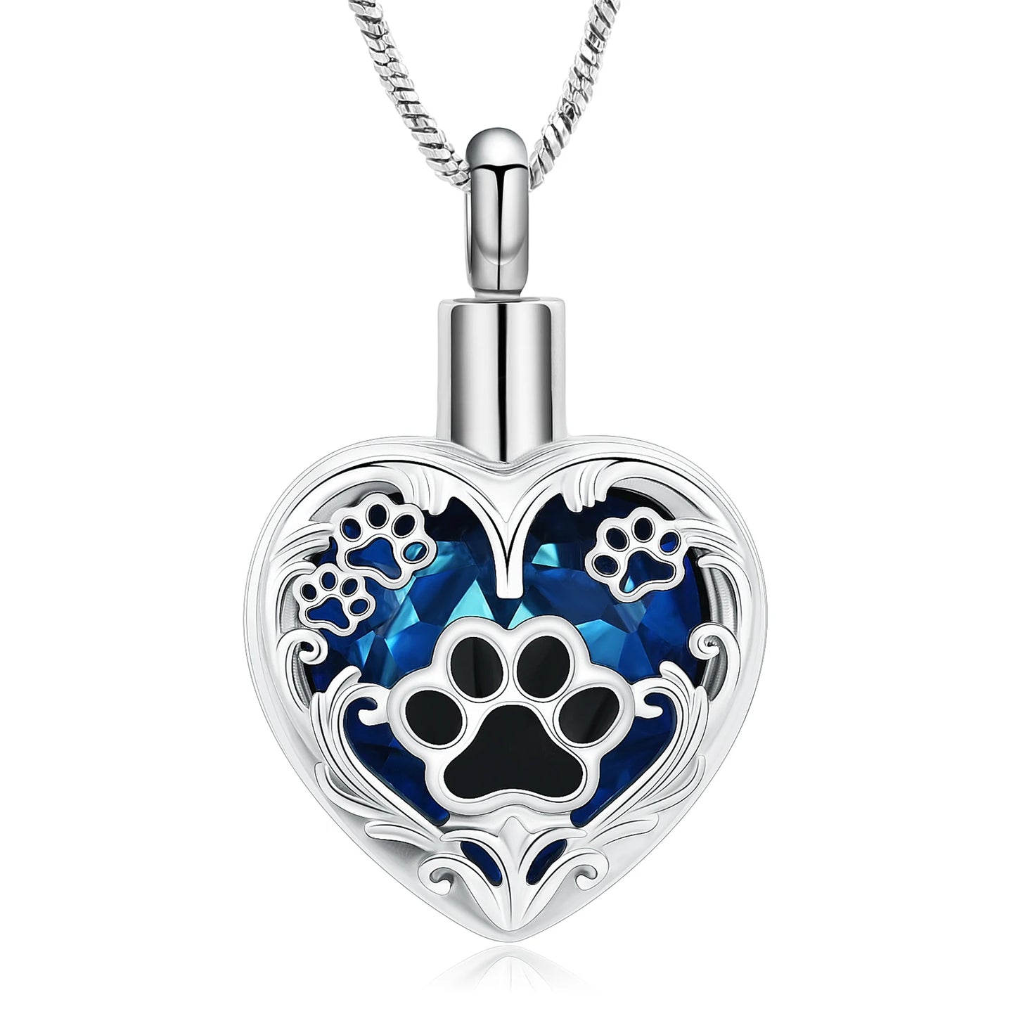 Heart Paw Print Cremation Necklace