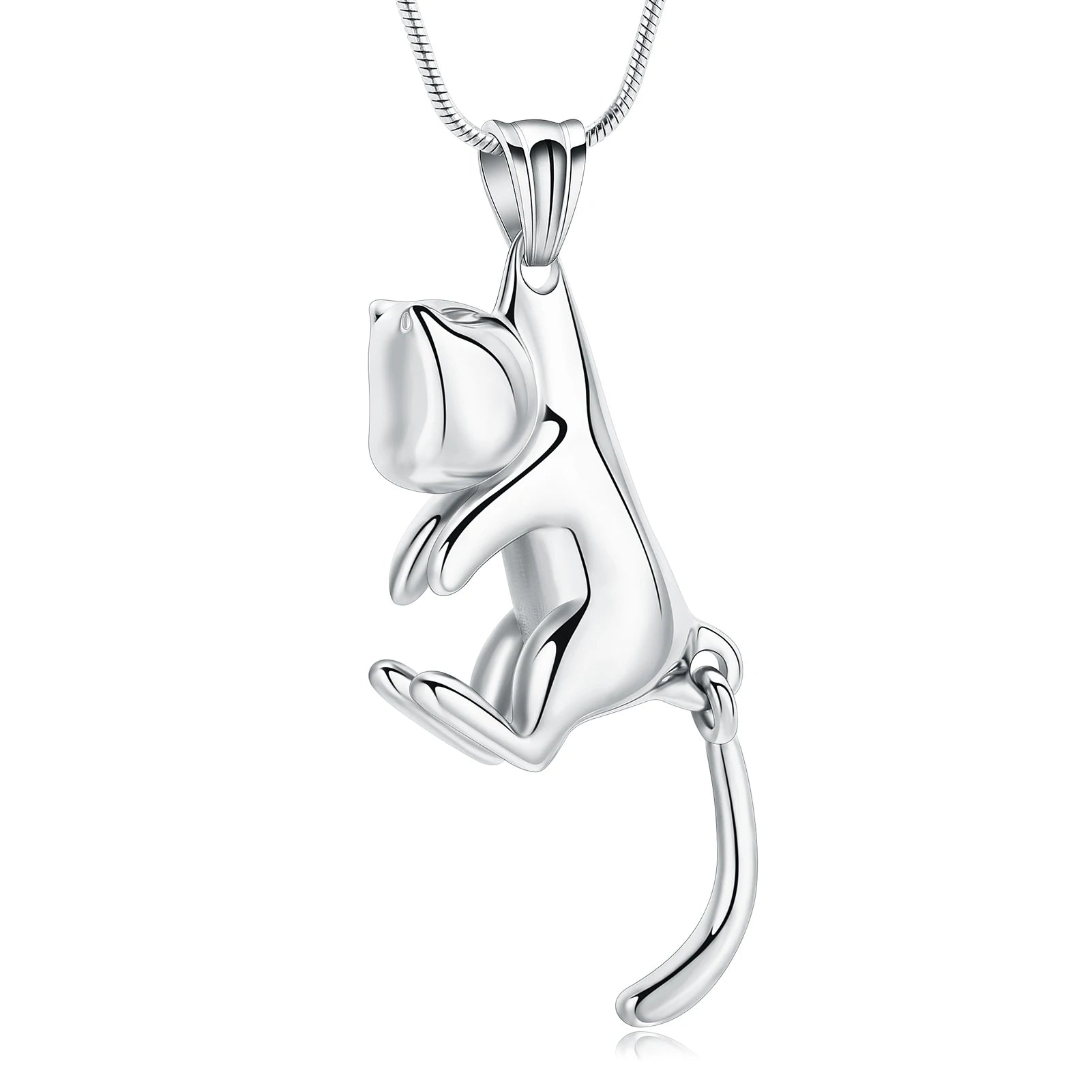 Cat-shaped urn necklace pendant for pet ashes