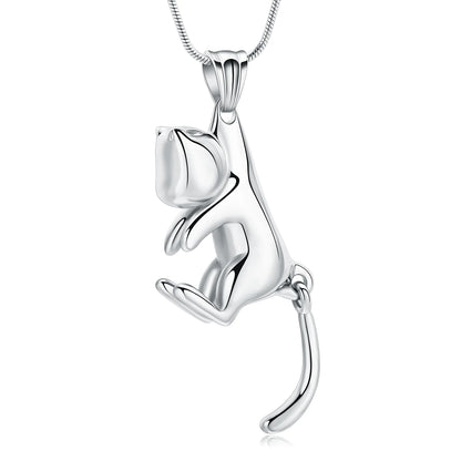 Cat-shaped urn necklace pendant for pet ashes