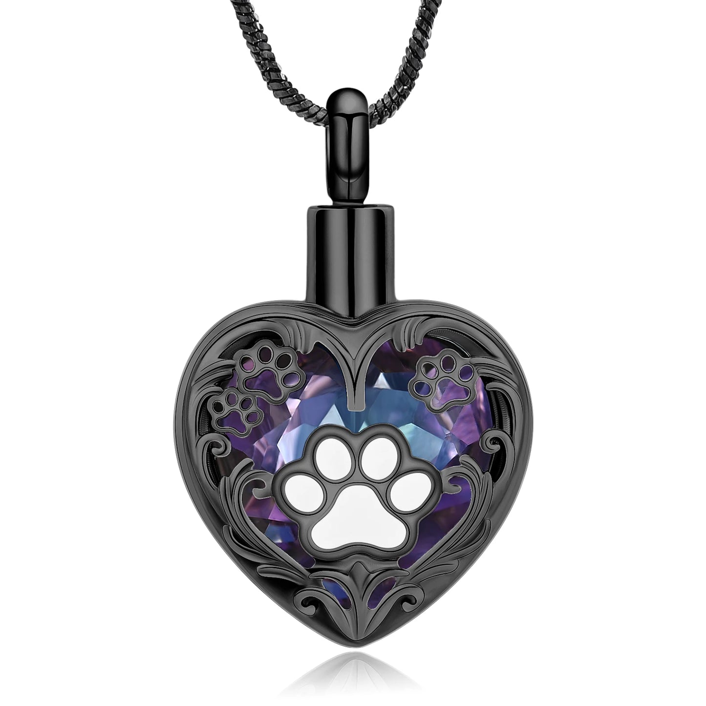 Heart Paw Print Cremation Necklace