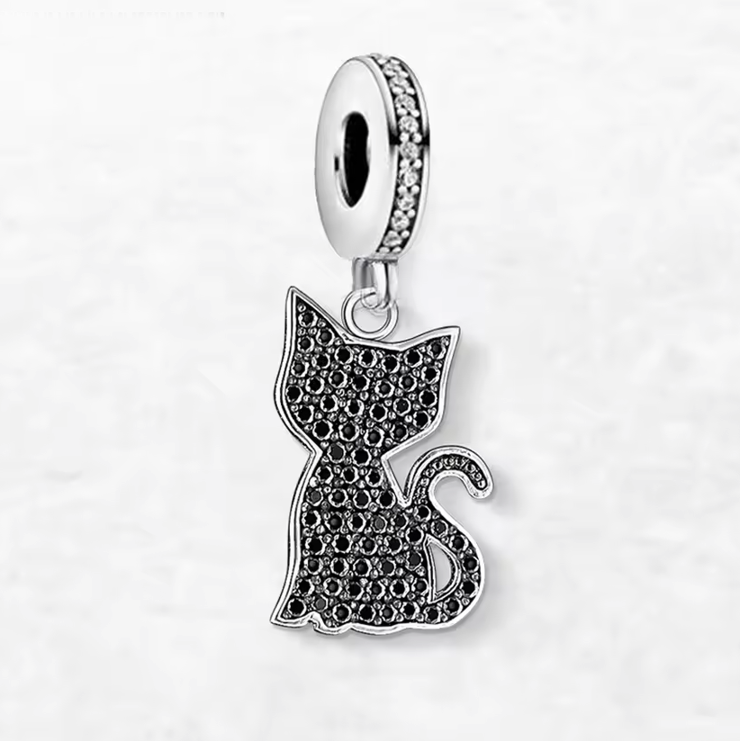 Sterling Silver Black Cat Charm