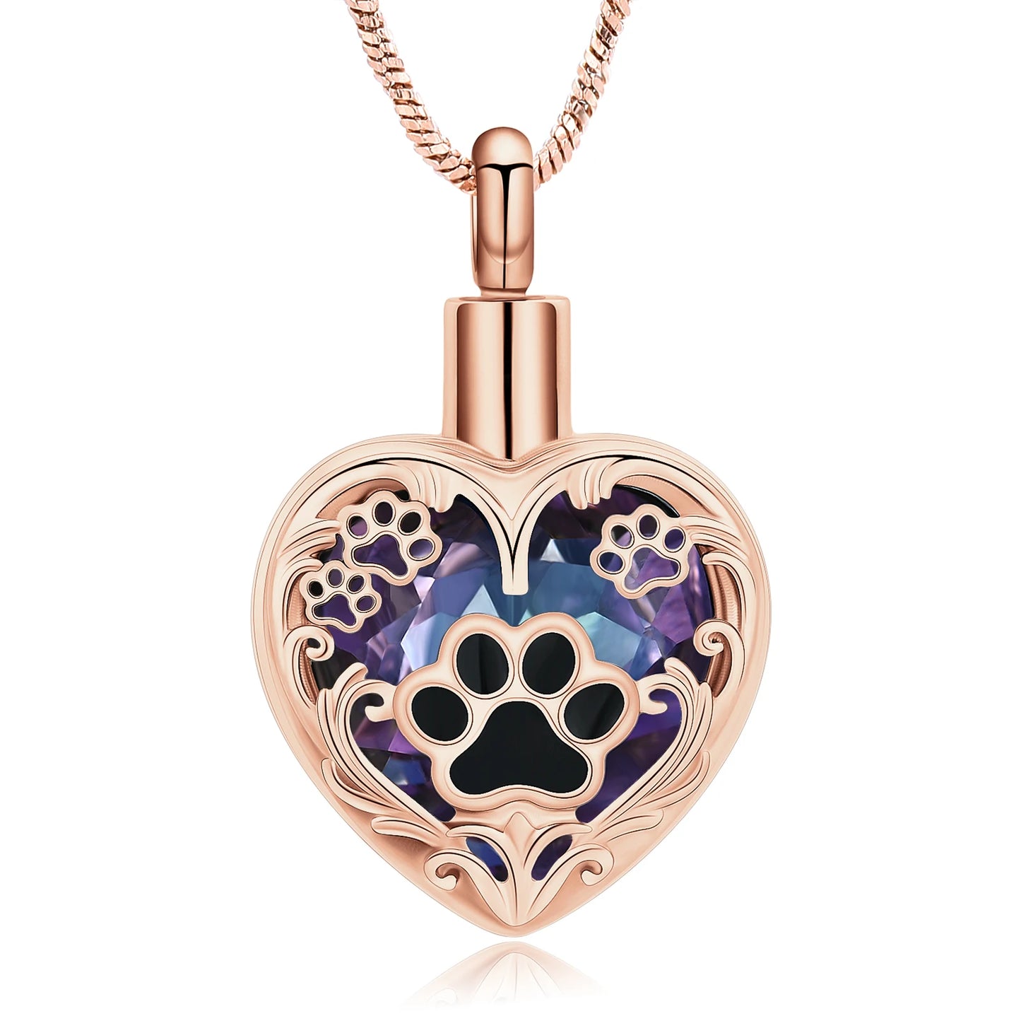 Heart Paw Print Cremation Necklace