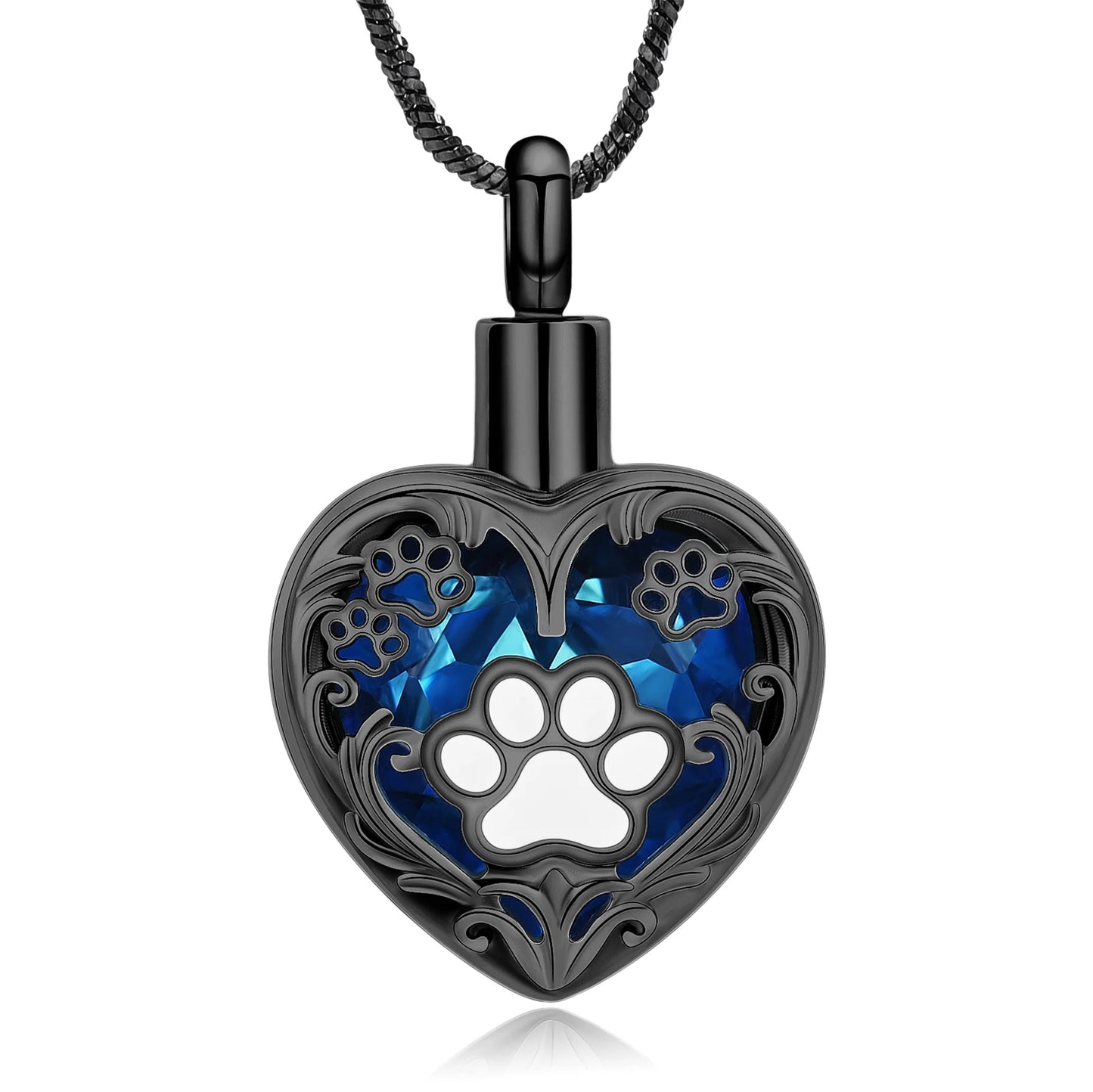 Heart Paw Print Cremation Necklace
