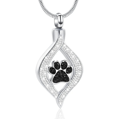 Paw print urn necklace pendant for pet ashes