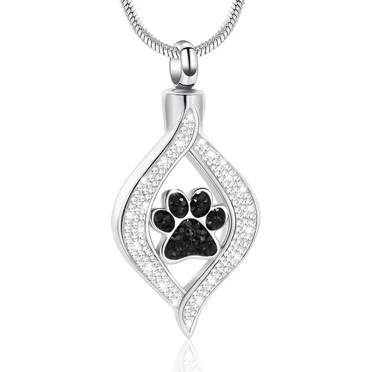 Paw print urn necklace pendant for pet ashes