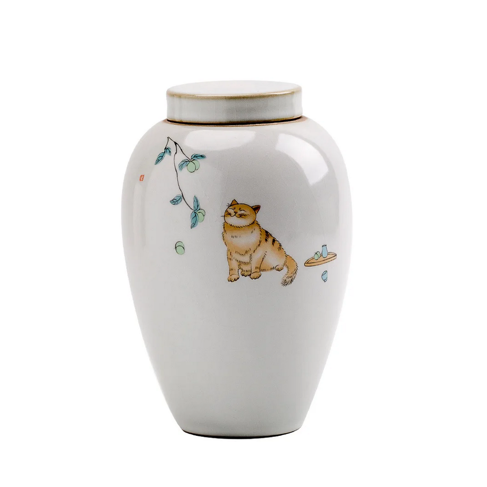 Polished ceramic pet memorial keepsake urn