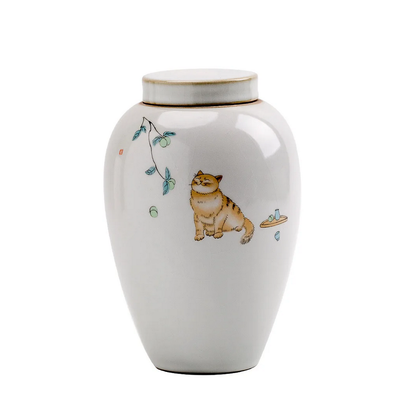 Polished ceramic pet memorial keepsake urn
