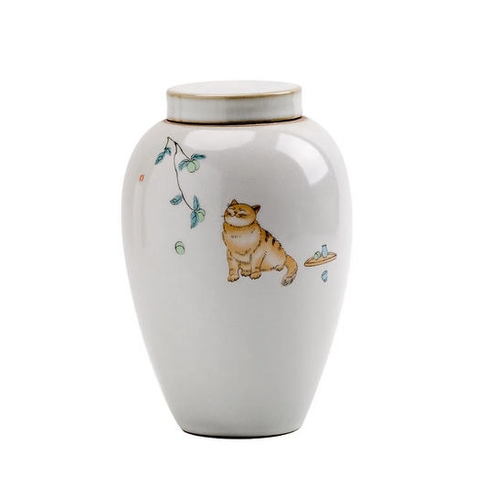 Polished ceramic pet memorial keepsake urn