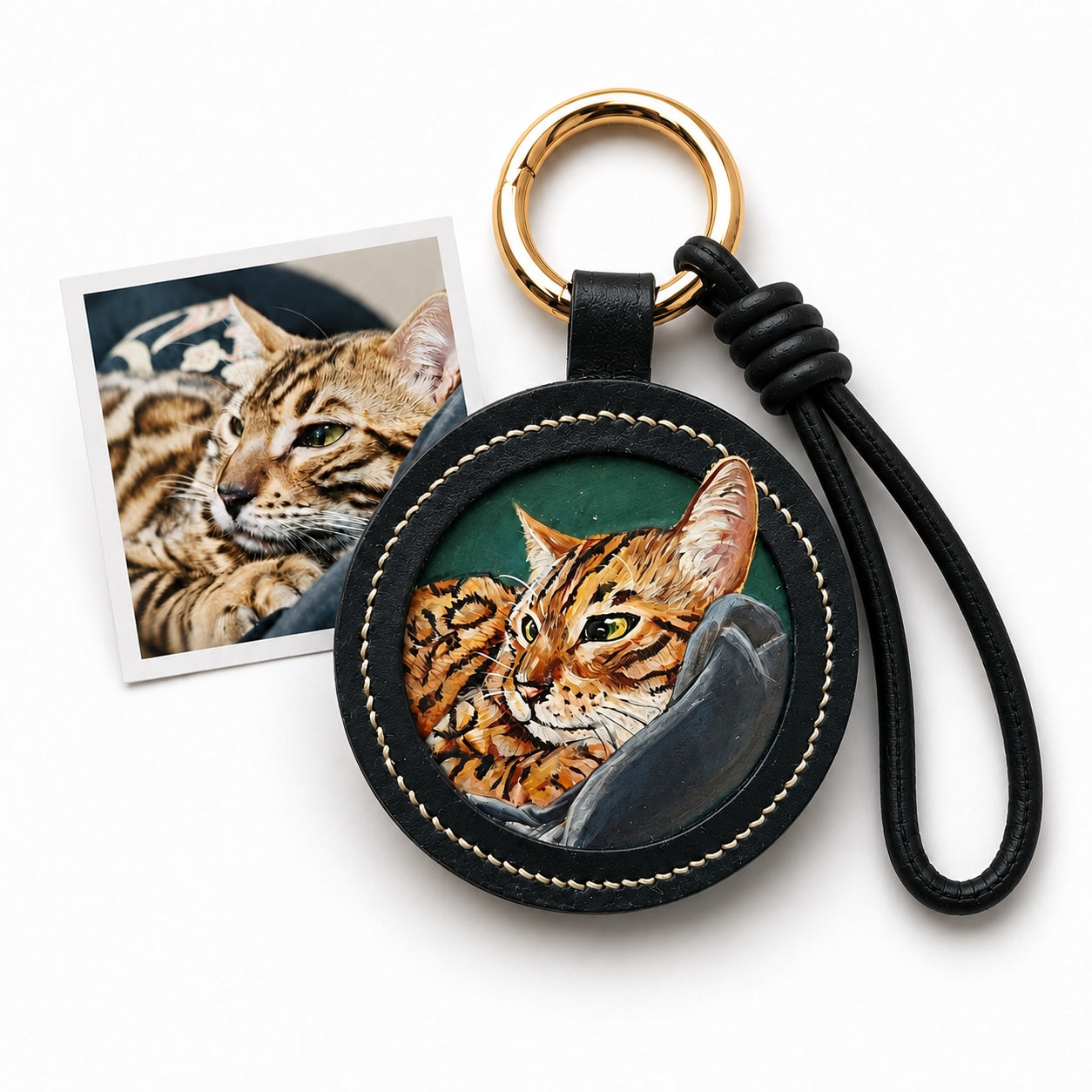 Leather Pet Portrait Keychain