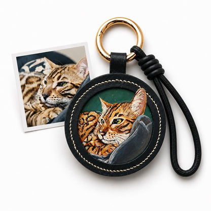 Leather Pet Portrait Keychain