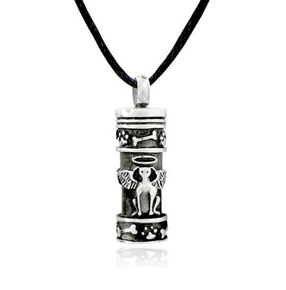 Cylinder urn necklace pendant for pet ashes