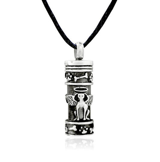 Cylinder urn necklace pendant for pet ashes