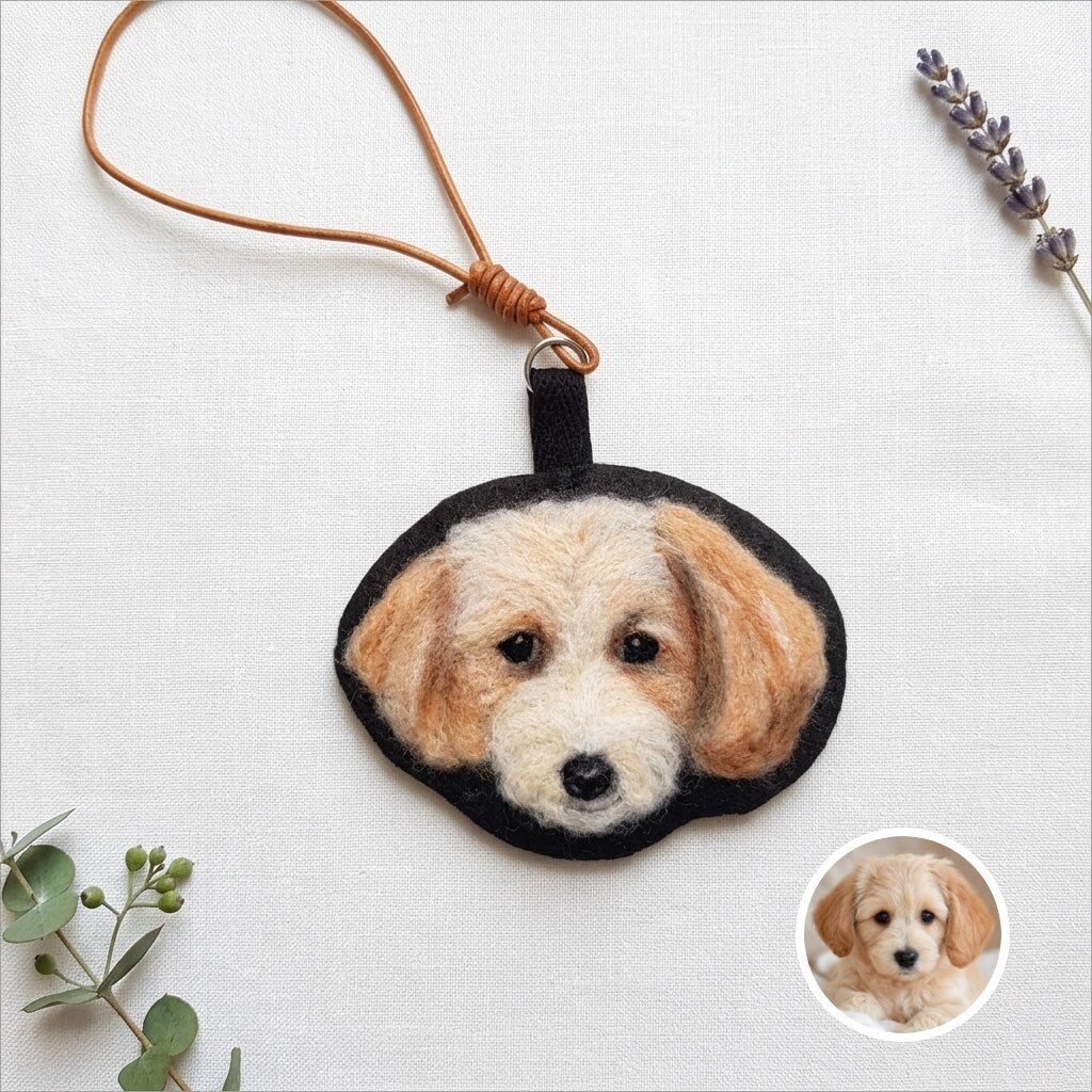 Needle-Felted Pet Portrait Keychain