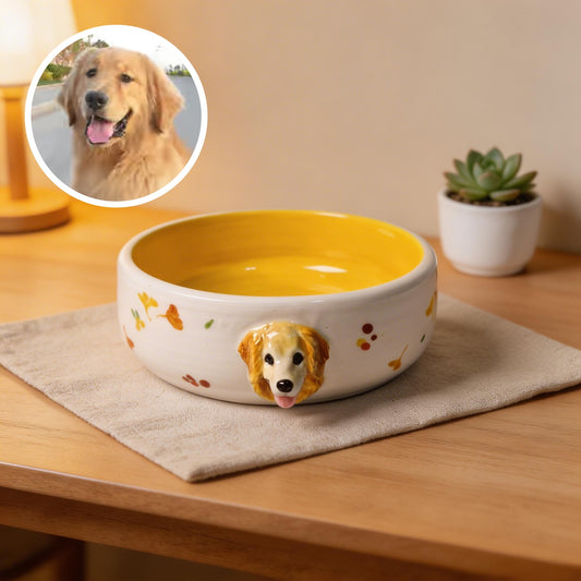 Custom 3D pet head ceramic feeding bowl