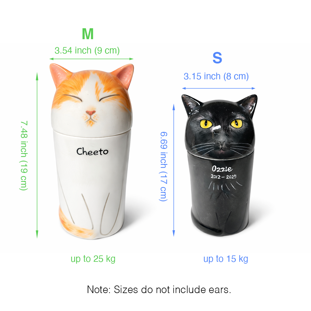 Handmade Ceramic Cat Ashes Urn