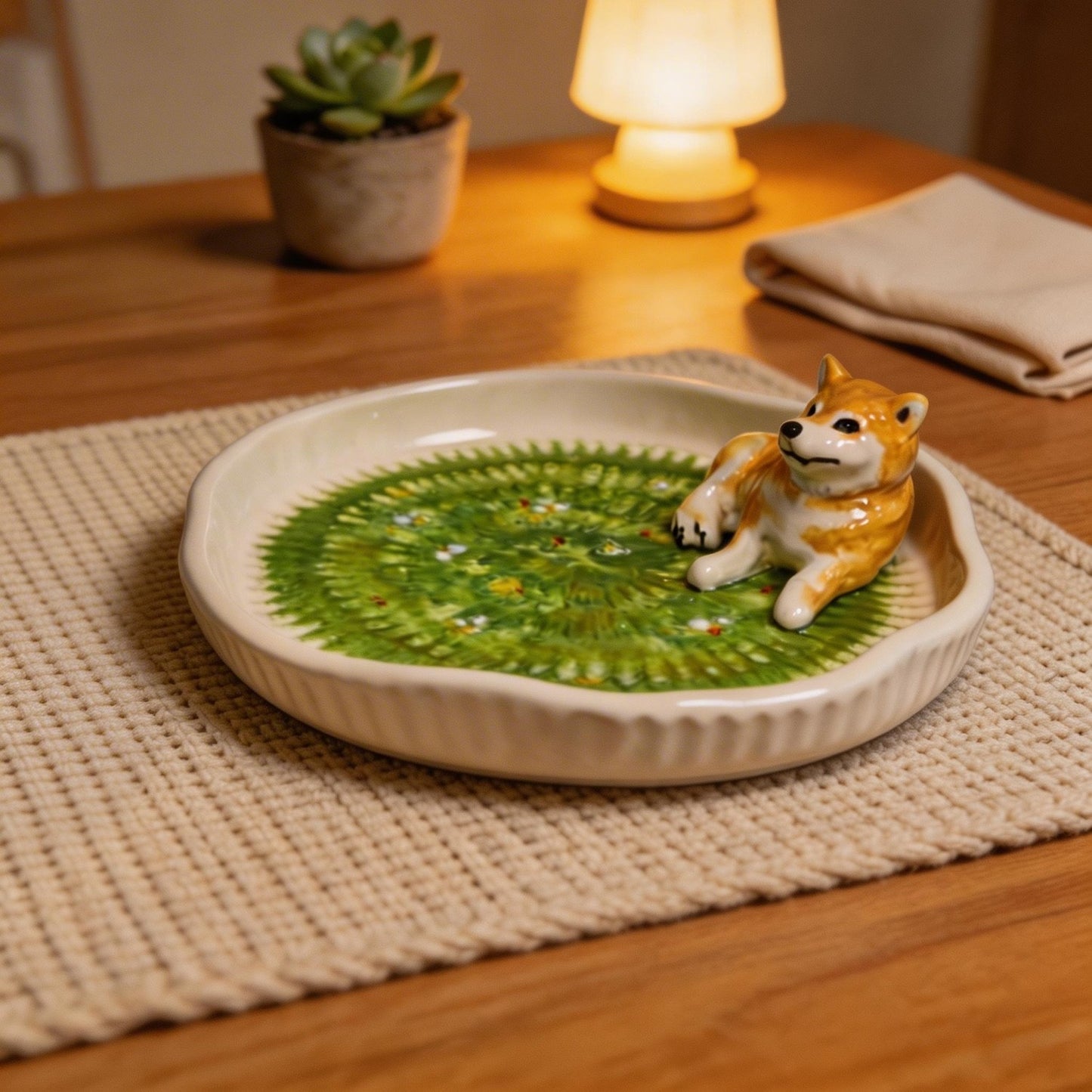 Custom Pet on Grass Ceramic Plate