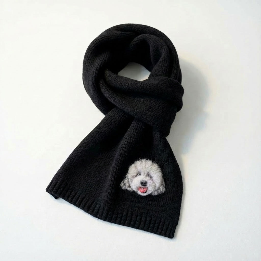 Custom Pet Portrait Knit Scarf