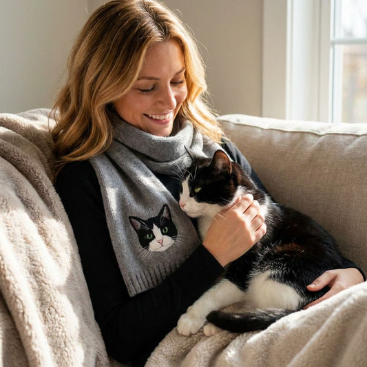 Custom Pet Portrait Knit Scarf